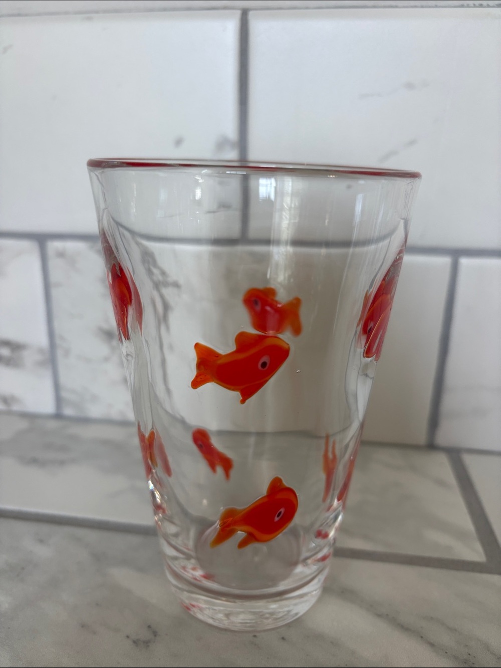 Crate & Barrel Rare Discontinued Go Fish Koi Goldfish Highball Glasses Set of 6
